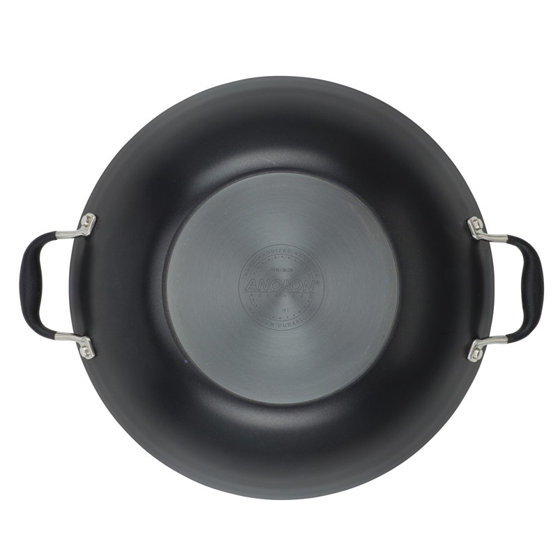 Anolon Advanced Home Hard Anodized Nonstick Wok with Side Handles and Lid, 14 Inch, Black