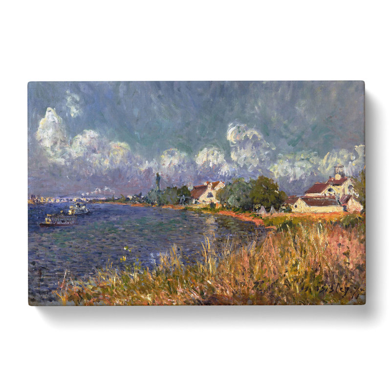 The Seine At Billancourt by Alfred Sisley - Wrapped Canvas Painting, 50cm H x 76cm W x 3cm D