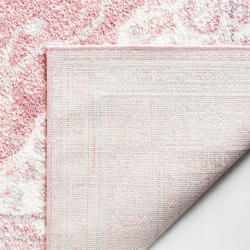 Lowrey Ivory Gray/Pink Rug, Rectangle 5'5" x 7'6"