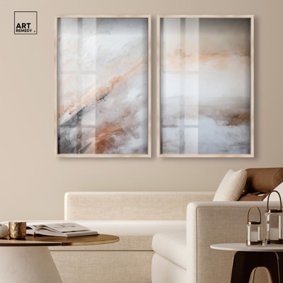 Nebula Grains Set Shadowbox Print Gold Boho Wall Decor Set by Art Remedy, Black Frame, 10 x 15