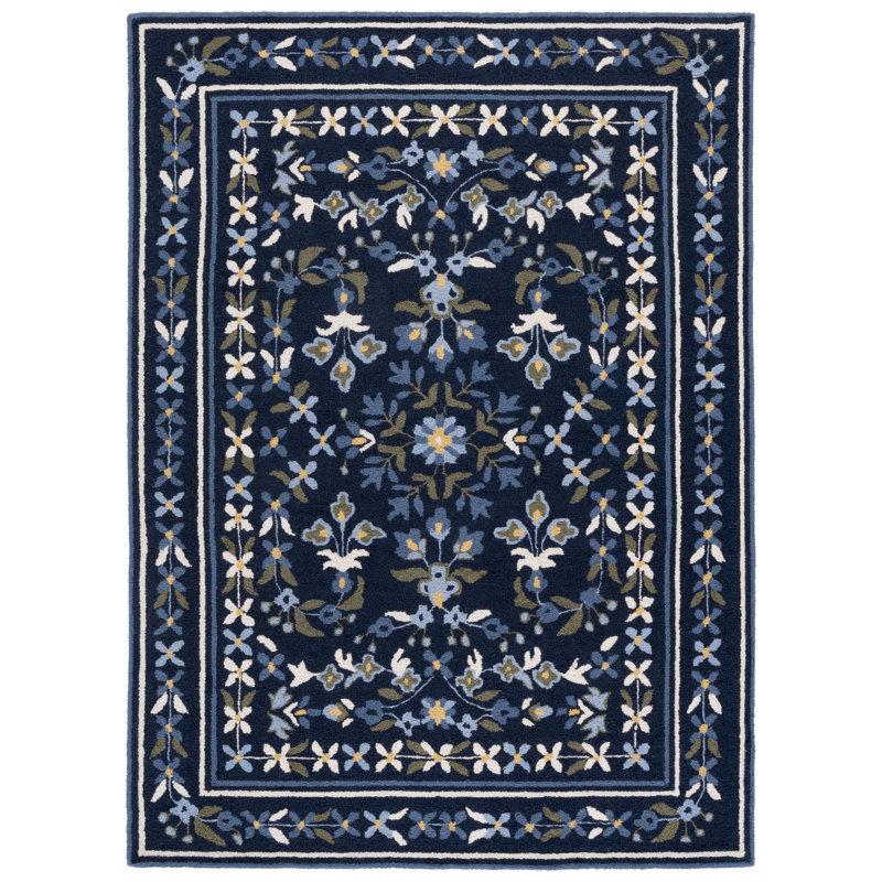 Martha Stewart Hand Tufted Wool, Cotton Floral Outdoor Rug, Rectangle 3' x 5'