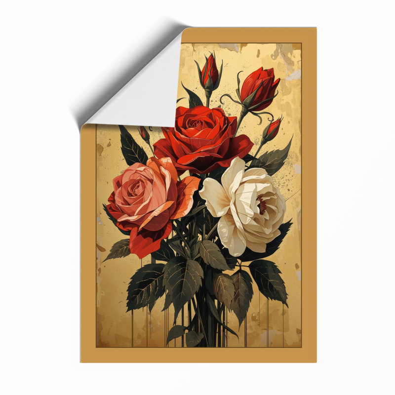 Roses In Glass Botanical - Print, Unframed, A3 - 42.0 x 29.7 cm