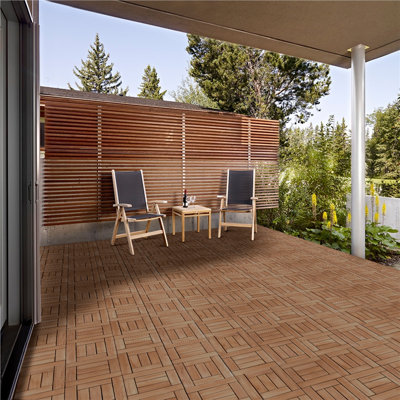12" x 12" Fir Wood Interlocking Floor Tiles Pack of 27