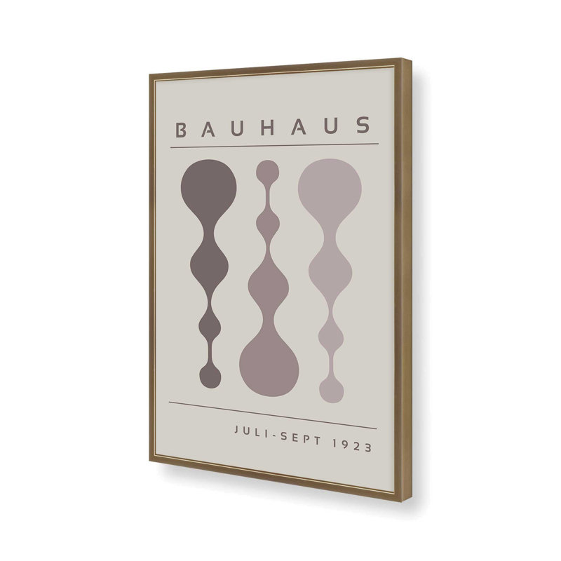 «Warm Taupe», affiche rétro Bauhaus, H 15,25 po x l 12,25 po, Or brossé
