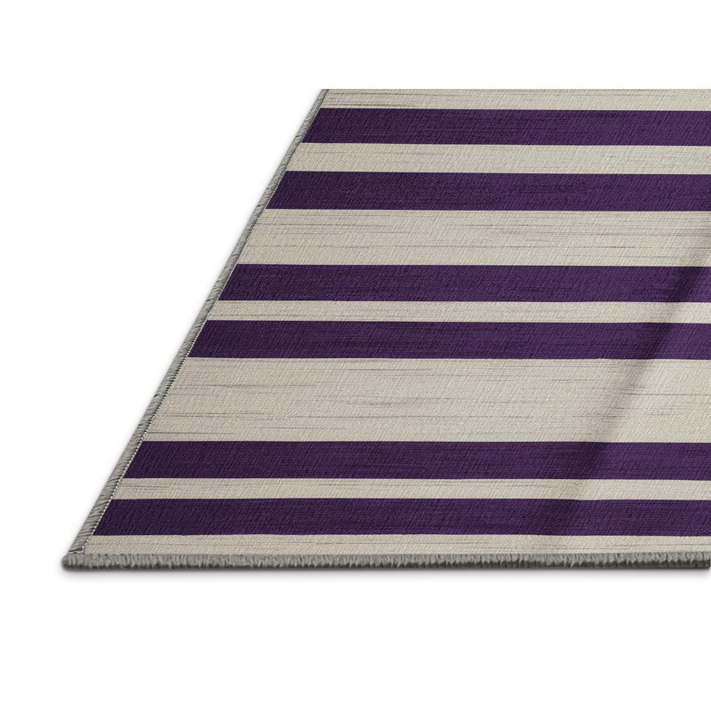 Tapis gris à rayures horizontales lavable à la machine, Carré 5 pi