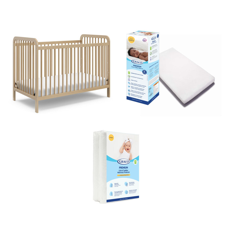 Lit de bébé convertible 3-en-1 Storkcraft Pasadena, Bois flotté, Lit de bébé + matelas + protecteur