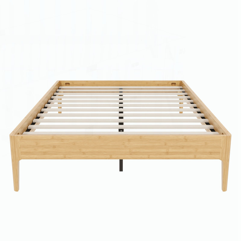 Structure de lit double en bois de bambou sec, Lit double, Naturel