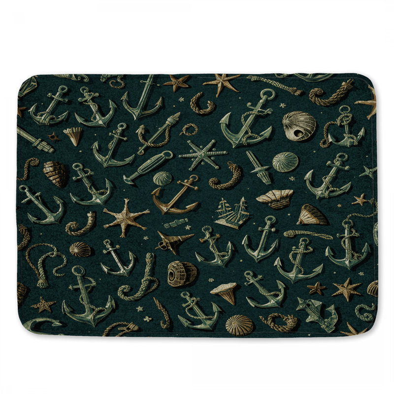Tapis de bain Nautical Anchors Shells, L 34 po x L 21 po