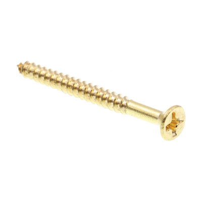 Wood Screws, Flat Head, Phillips Drive, #6 X 1-1/2 in., Solid Brass (100 Pack)