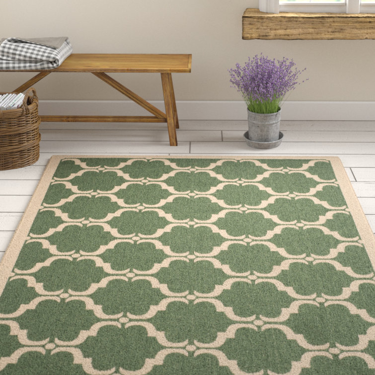 Kelley Hooked Green/Neutral Indoor/Outdoor Rug