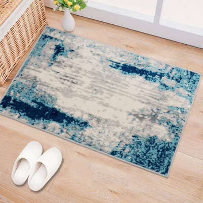 Abstract Blue/Navy/Gray Area Rug