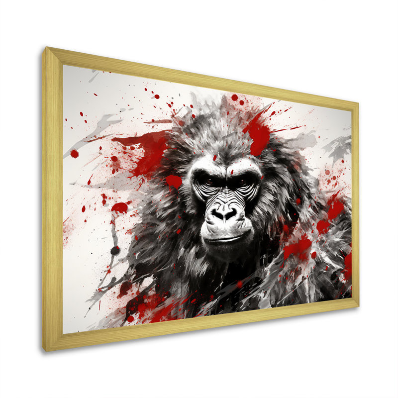 Graffiti rouge sur toile, Cadre doré simple, H 16 po x l 32 po x P 1 po