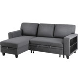 L Shaped Sectional Couch with Storage Chaise, USB Charging Ports & 2 Built-in Shelves