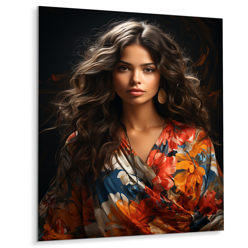 Boho Latina, femme de culture III, art mural en métal, H 20 po x l 12 po x P 1 po