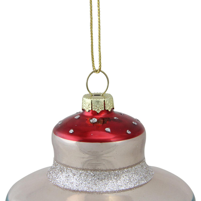 Ornement de Noël 3,5 po en verre rayé rouge et bleu 3,5 po