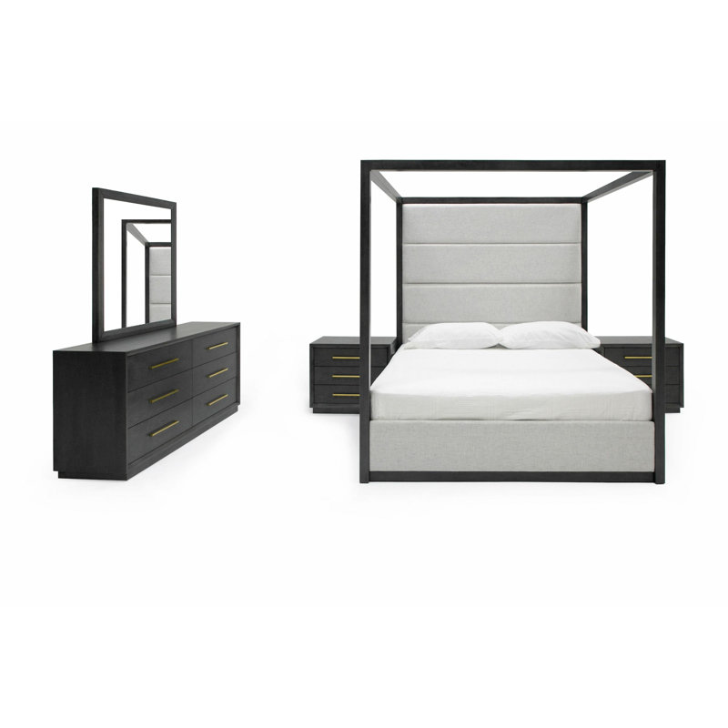 Ensemble de chambre à coucher Langley, Grand, Gray/Off-White