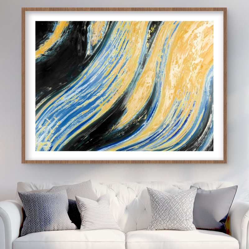 Vague ondulée - Formes de salon, reproduction encadrée pour décoration, Brun