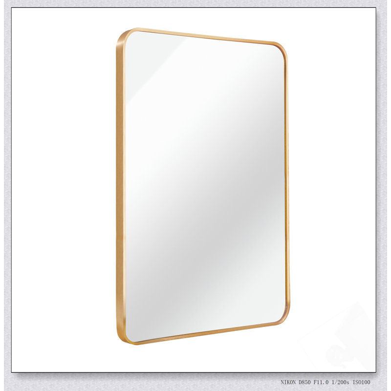 Metal Framed Rectangular Bathroom Mirror With HD Glass And Shatterproof Safety, Perfect For Modern Interiors., Gold
