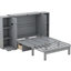 Élégant lit peu encombrant en gris avec tablettes, tiroirs et grand lit - Saver-641847256-641847259