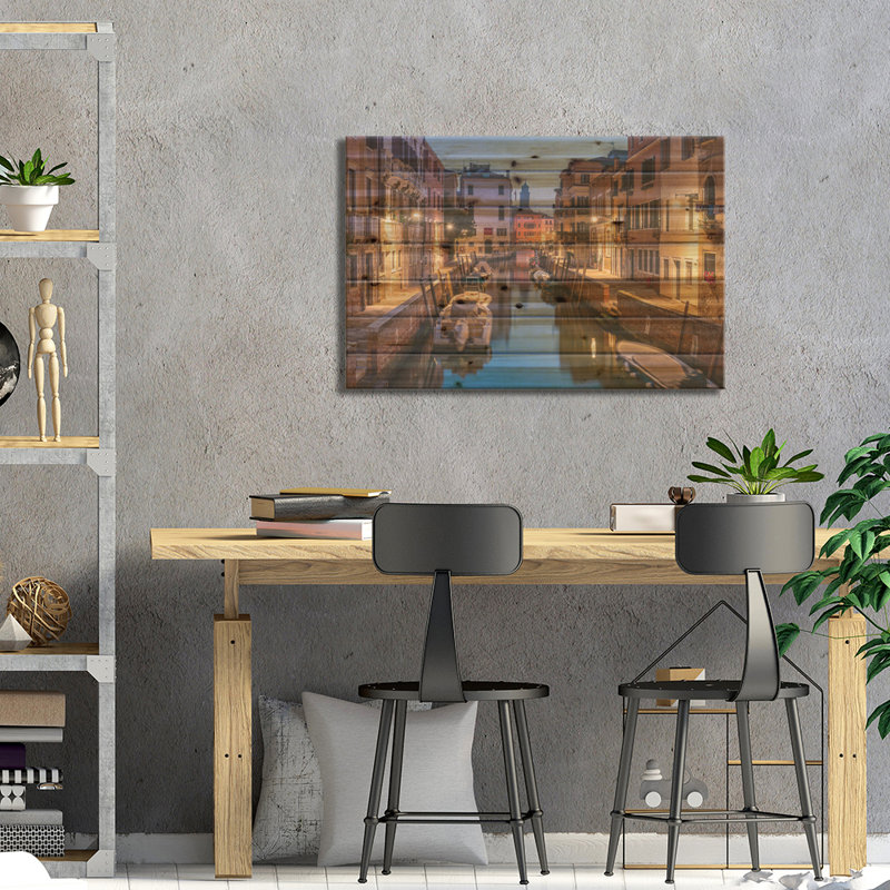 Canal romantique à Venise, Italie, H 18 po x l 26 po x P 1,5 po