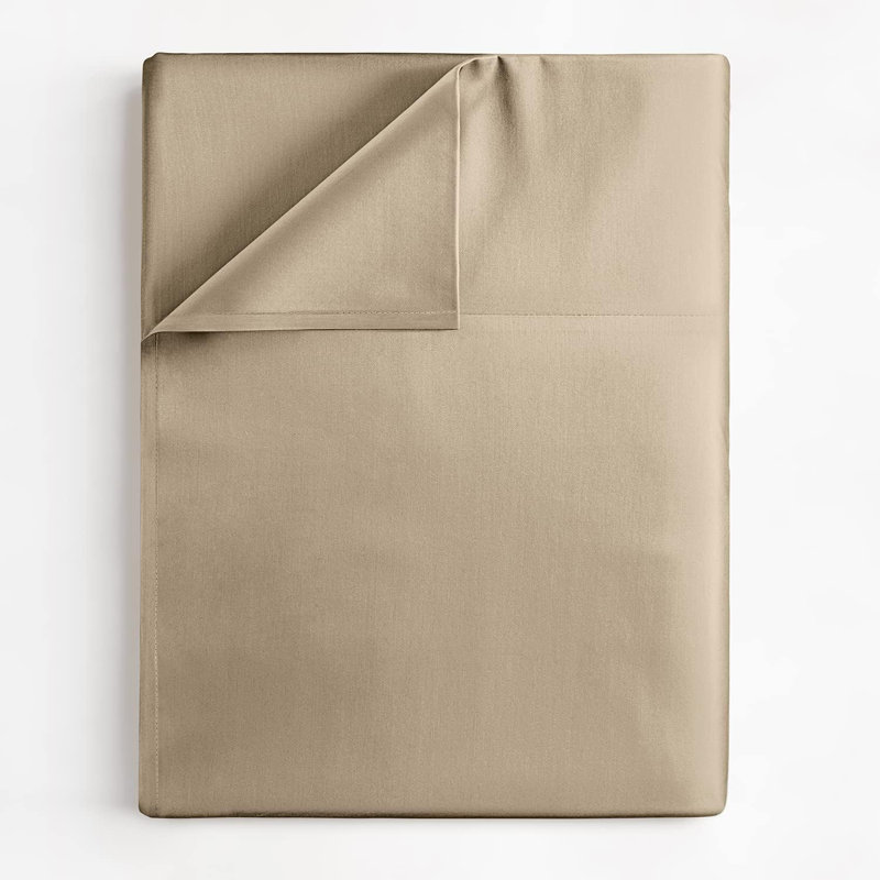 Single 100% Cotton Flat Sheet/ Top Sheet 400 Thread Count, Cream, Cal King Flat Sheet