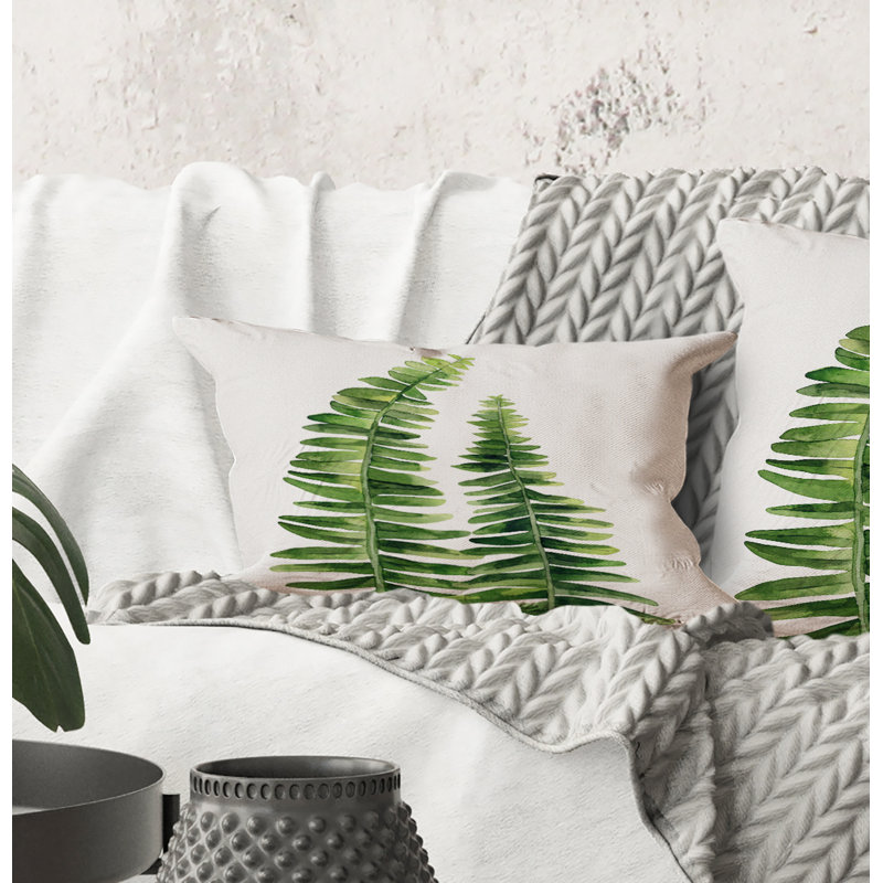 Rectangle, détail de feuilles de fougère - coussin décoratif imprimé campagne