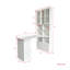 Bureau d'angle en L avec bibliothèque à tiroirs et huche, table d'étude 2 en 1 blanche, grand espace de travail