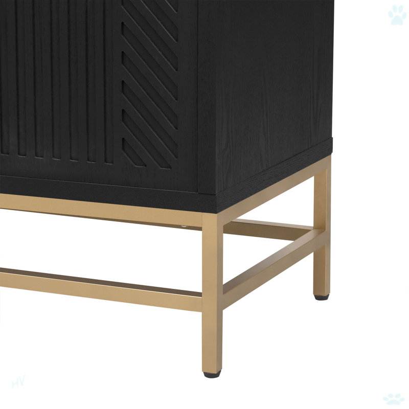 Buffet idéboard avec rangement, buffet avec tablettes réglables, poignées et pieds rectangulaires en métal pour la cuisine, le salon et la salle à manger
