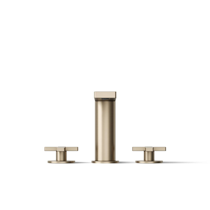 Composed Deck-Mount Bath Faucet With Cross Handles, Vibrant Brushed Bronze