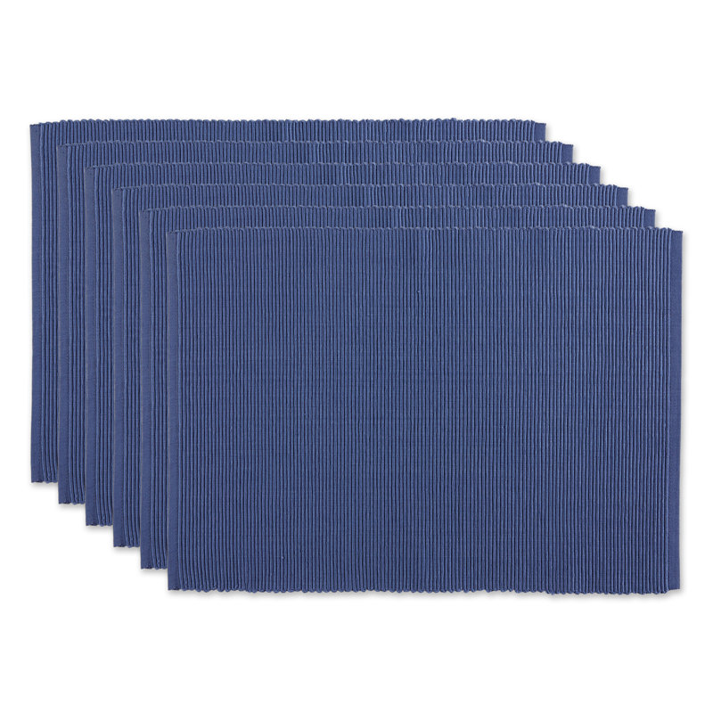 Blue Cotton 6-Piece Rectangle Placemat Set