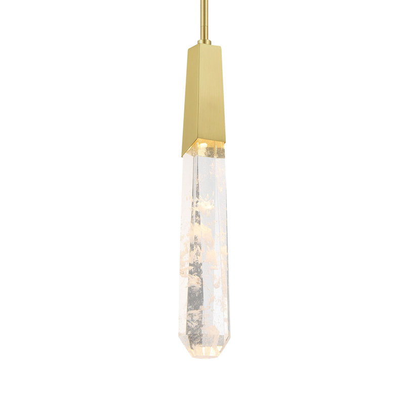 Luminaire suspendu 1 lumière DEL Alheide, Laiton