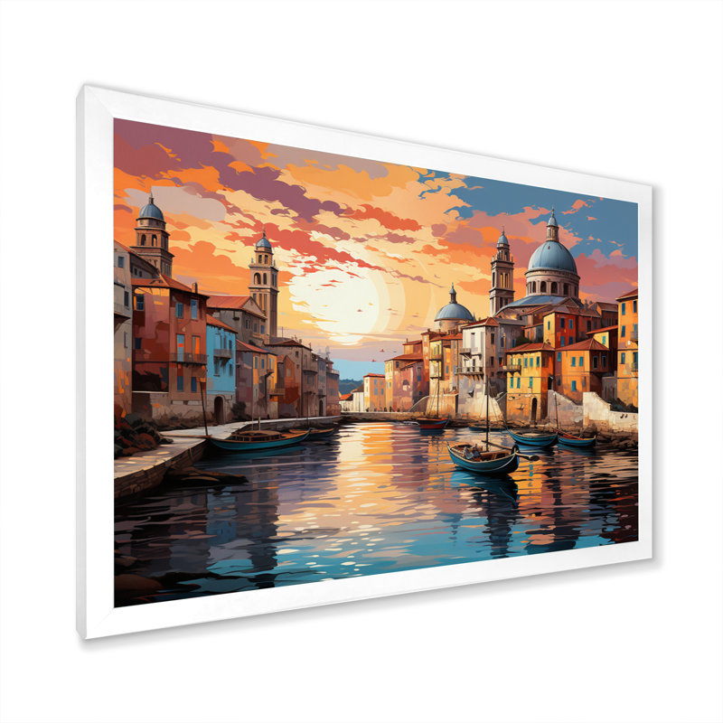 City Venice Architectural Popart II, reproduction d'art sur toile, H 30 po x l 40 po x P 1,5 po, Cadre photo blanc