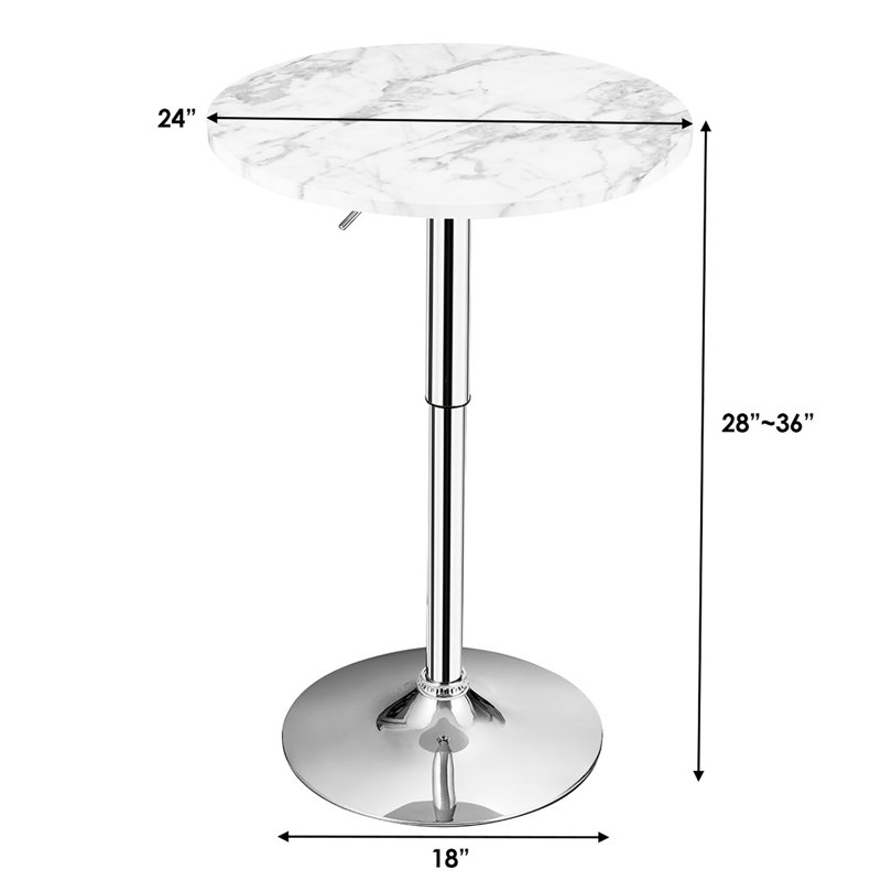 Round Metal Base Dining Table, White Marbke