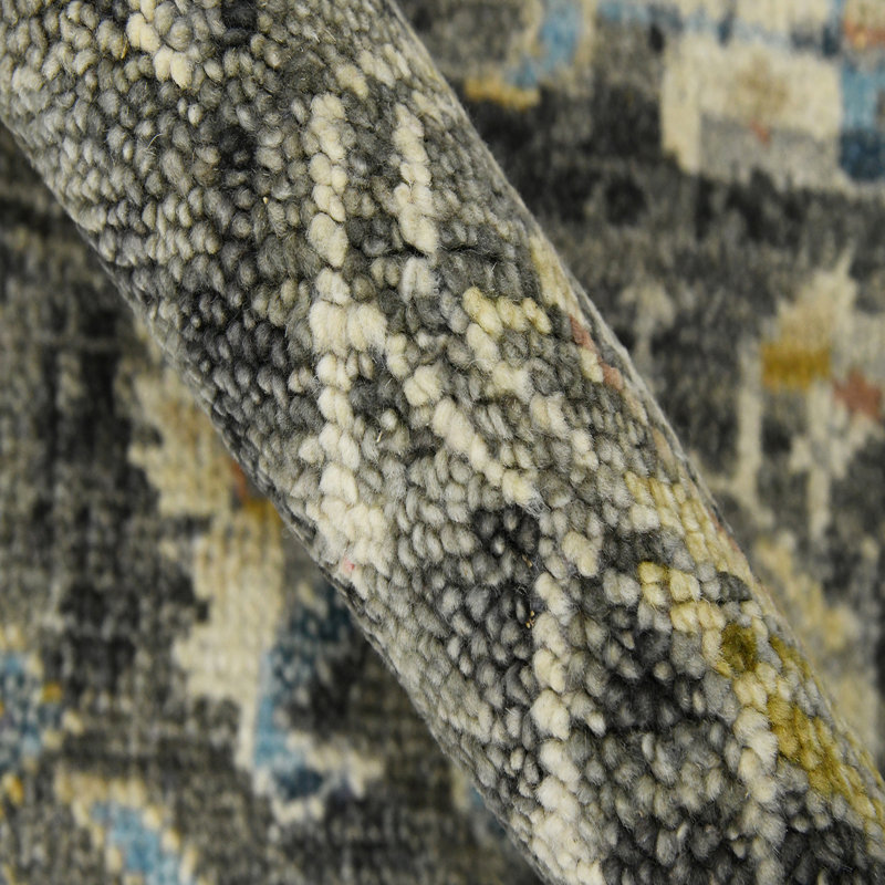 Tapis gris en laine noué à la main Southwestern, Rectangle de 2 pi x 3 pi