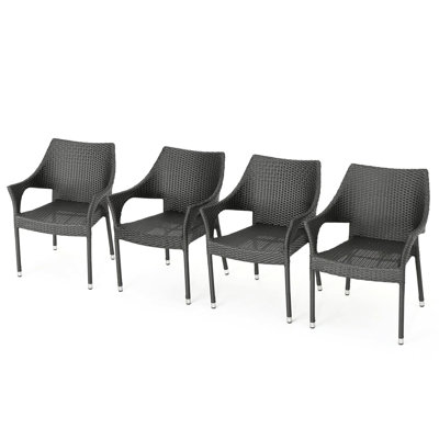 Fauteuils Mirage Grey PE pour patio et terrasse - Style contemporain, construction robuste, résistants aux intempéries, montage facile, empilables, assemblage