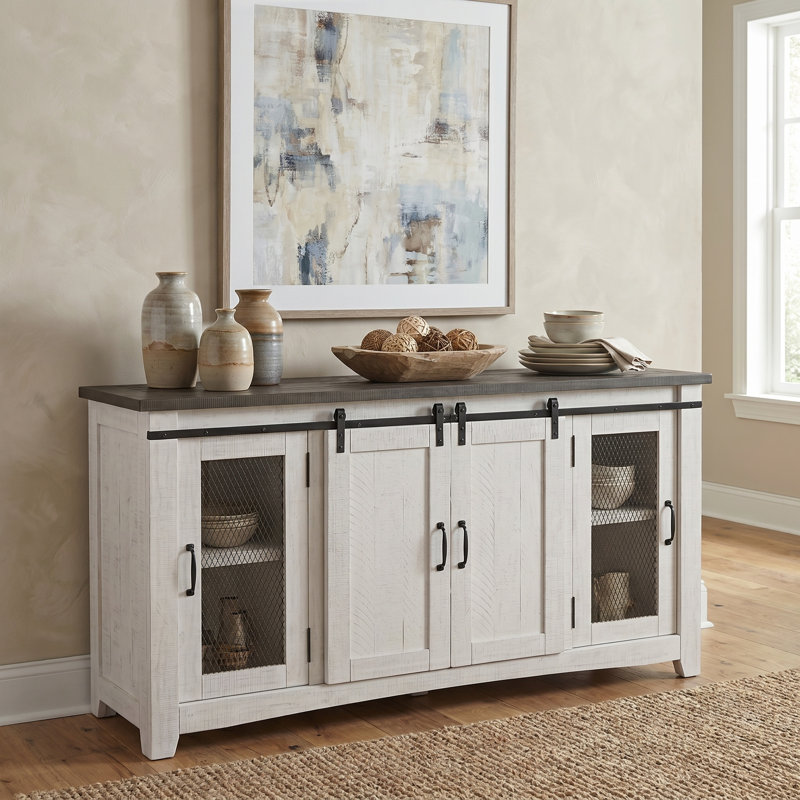 Kinsella Solid Wood TV Stand, White Stain/Gray Stain