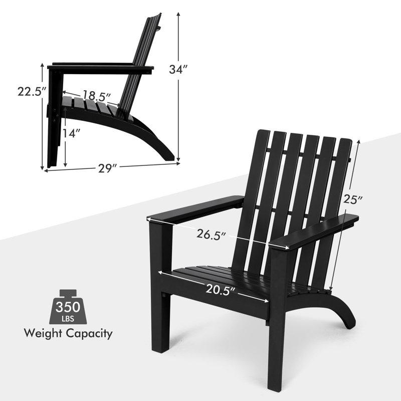Parkerville Acacia Outdoor Adirondack Chair, Black