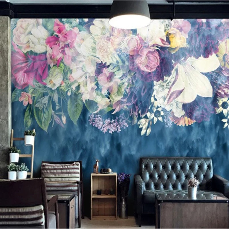 Botanical Cascade In Sapphire Living, 236" L x 118" W