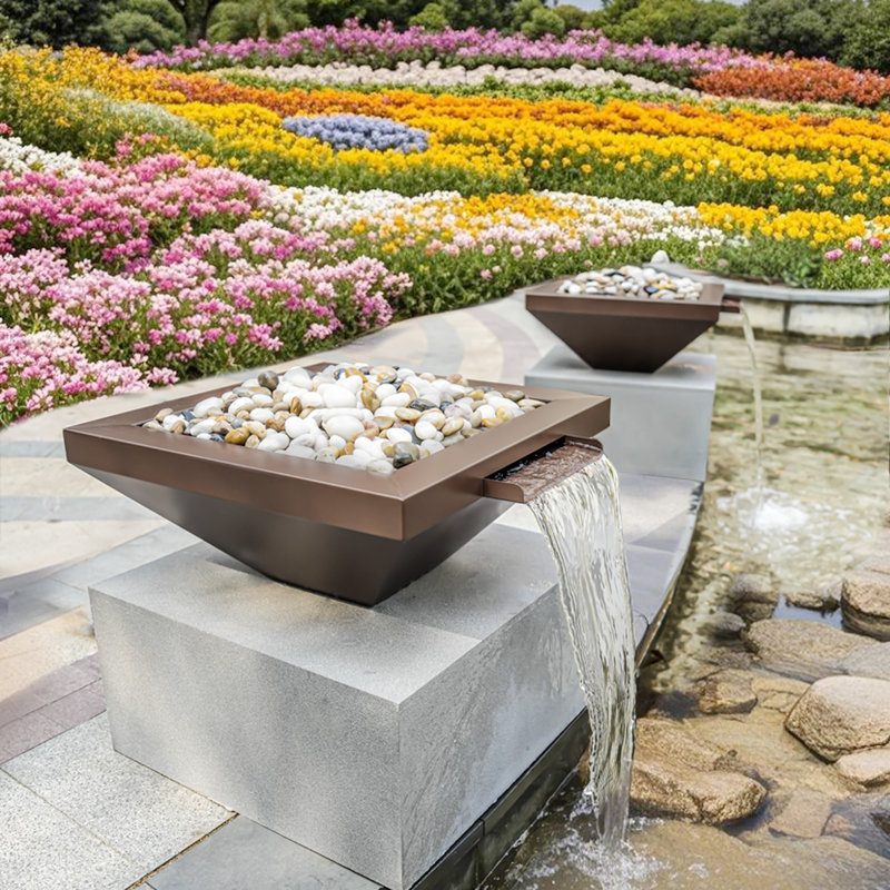 Handcrafted Outdoor Stainless Steel Waterfall Fountain