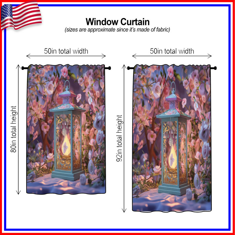 Lanterne florale avec rideaux en fleurs, 50 po x 92 po - 1 panneau, Transparent