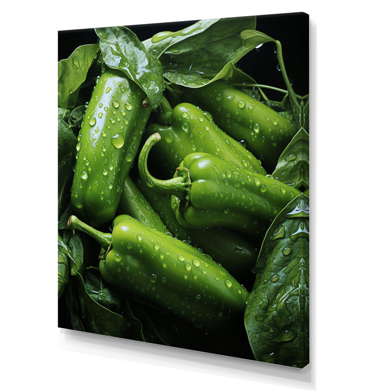 «Jade Green Pepper Légume I», reproduction d'art sur toile, 20" H x 12" W, Toile tendue