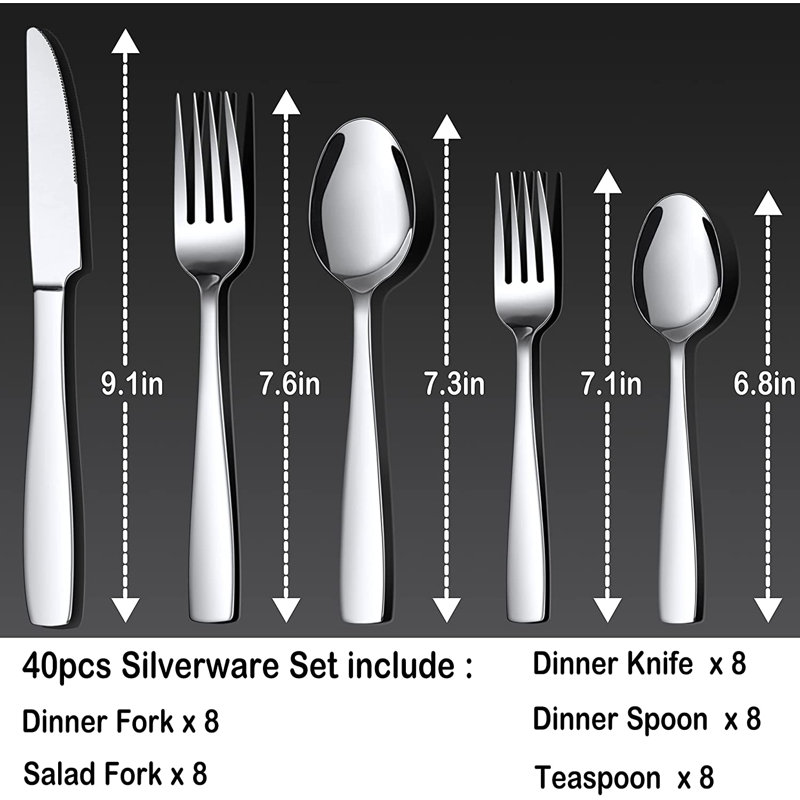 Latitude Run® Stainless Steel Flatware Set - Service for 8, Silver