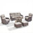 Alvina 5-Piece All Weather Outdoor Wicker Patio Conversation Set With Square Fire Pit Table, Swivel Gliders And Side Table-436450001-436450000-436450005
