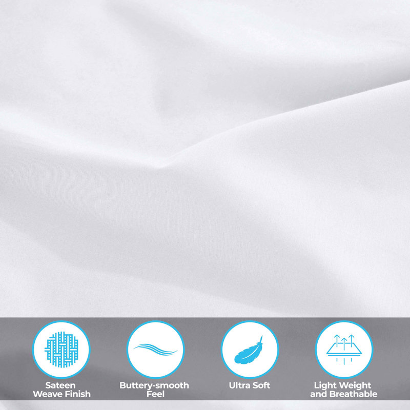 White Cotton 300 Thread Count Standard Pillowcase Set