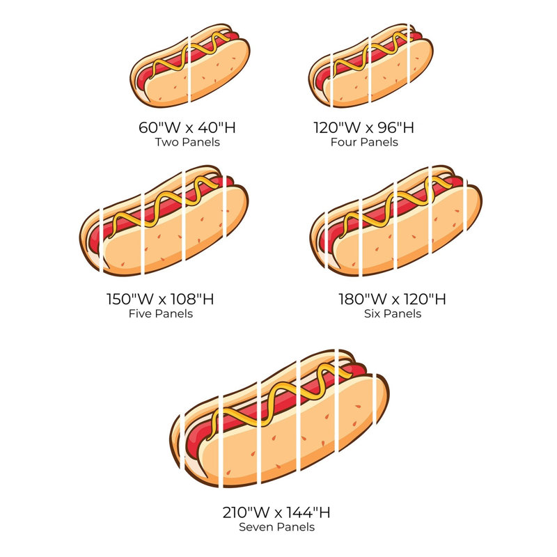 Papier peint de qualité supérieure - Illustration de hot-dog, L 96 po x l 120 po