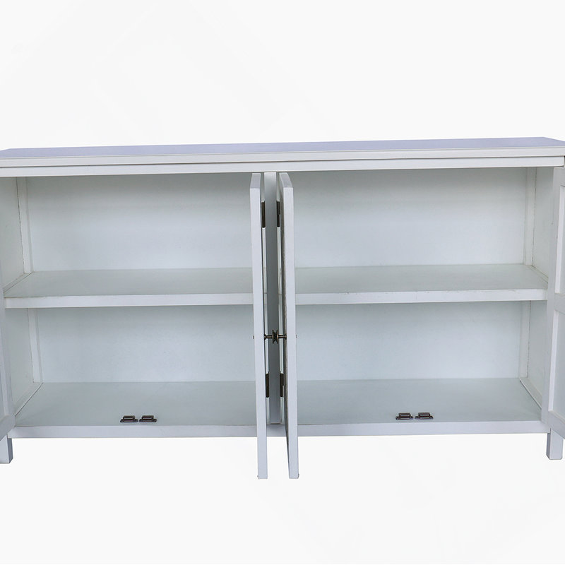Armoire d'appoint polyvalente avec quatre portes, idéale pour la décoration et l'organisation de la maison, conception rustique pour plusieurs pièces