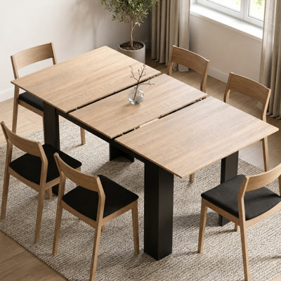Extendable Dining Table 120-160cm, Nature Wood