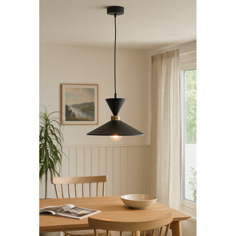 1 - Light Matte Black Dome Pendant, Black