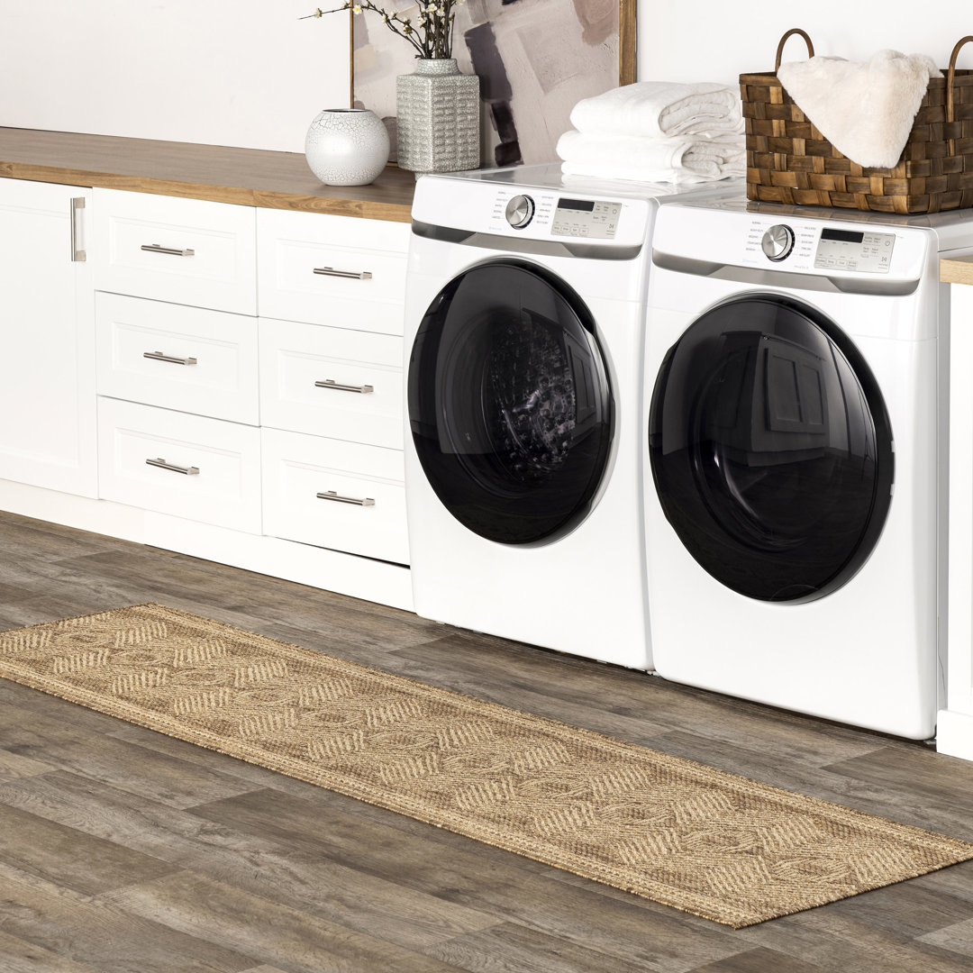 Geometric Indoor/Outdoor Rug for Living Room Patio Deck Front Porch Entryway Hallway Kitchen, Light Brown/Ivory Langley Street® Rug 