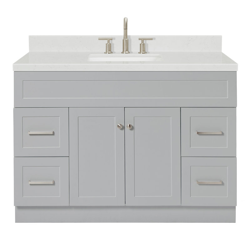 Hamlet 48.25'' Bathroom Vanity with Carrara Quartz Top, Gray